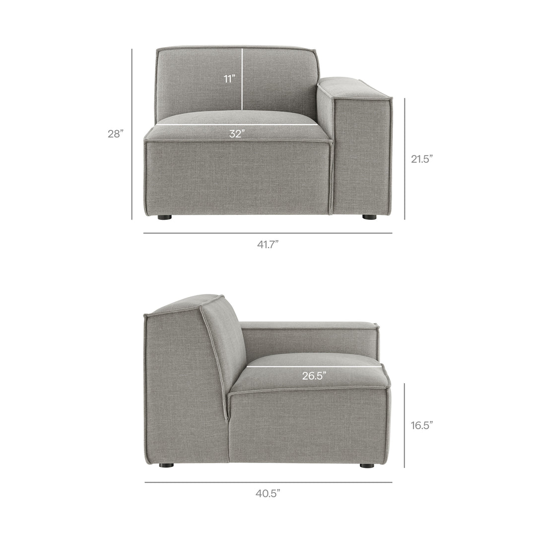 Restore 3-Piece Performance Fabric Upholstered Modular L-Shaped Sectional Sofa in Pewter