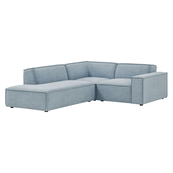 Restore 3-Piece Performance Fabric Upholstered Modular L-Shaped Sectional Sofa in Sky
