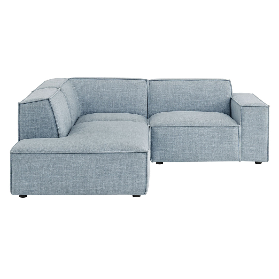 Restore 3-Piece Performance Fabric Upholstered Modular L-Shaped Sectional Sofa in Sky