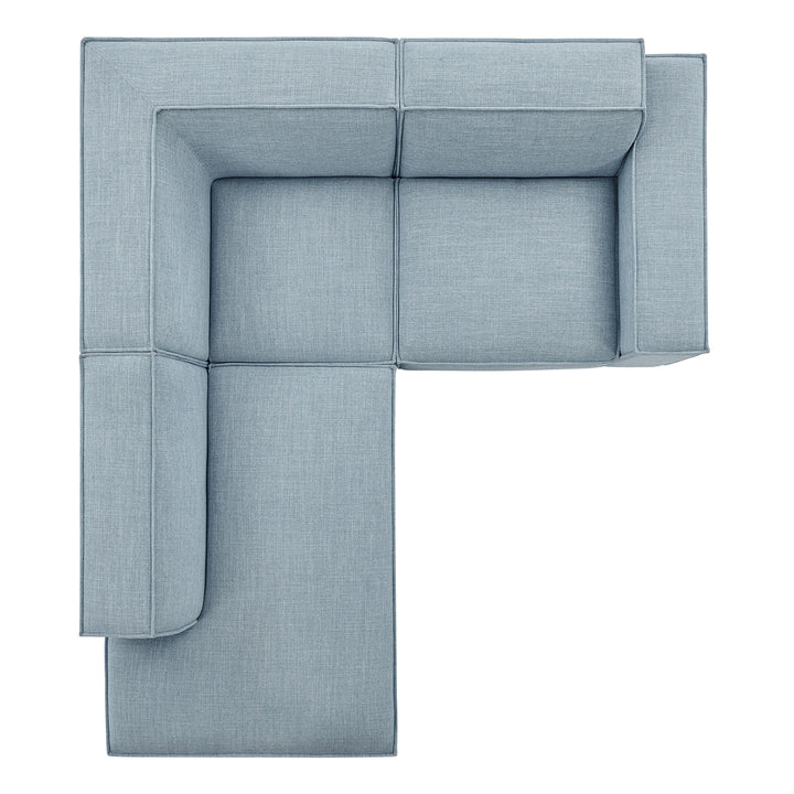 Restore 3-Piece Performance Fabric Upholstered Modular L-Shaped Sectional Sofa in Sky
