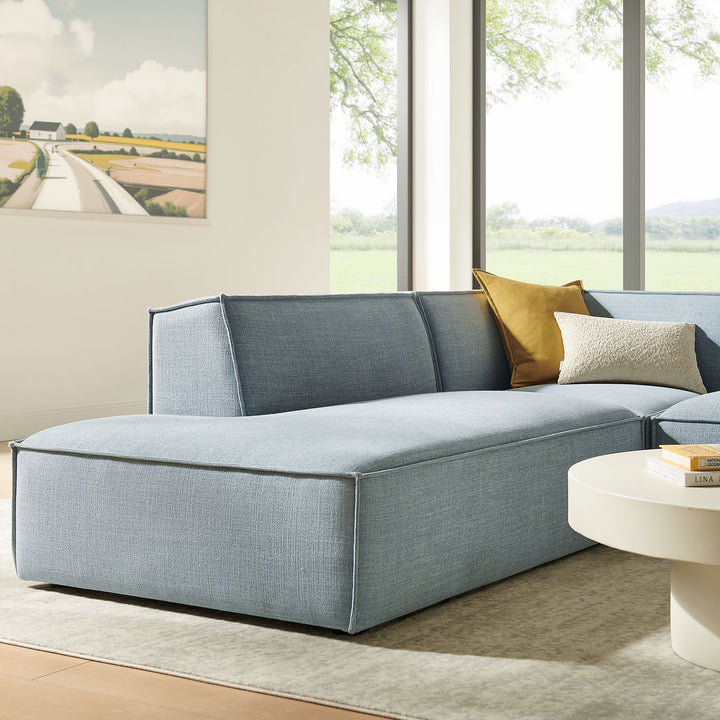 Restore 3-Piece Performance Fabric Upholstered Modular L-Shaped Sectional Sofa in Sky
