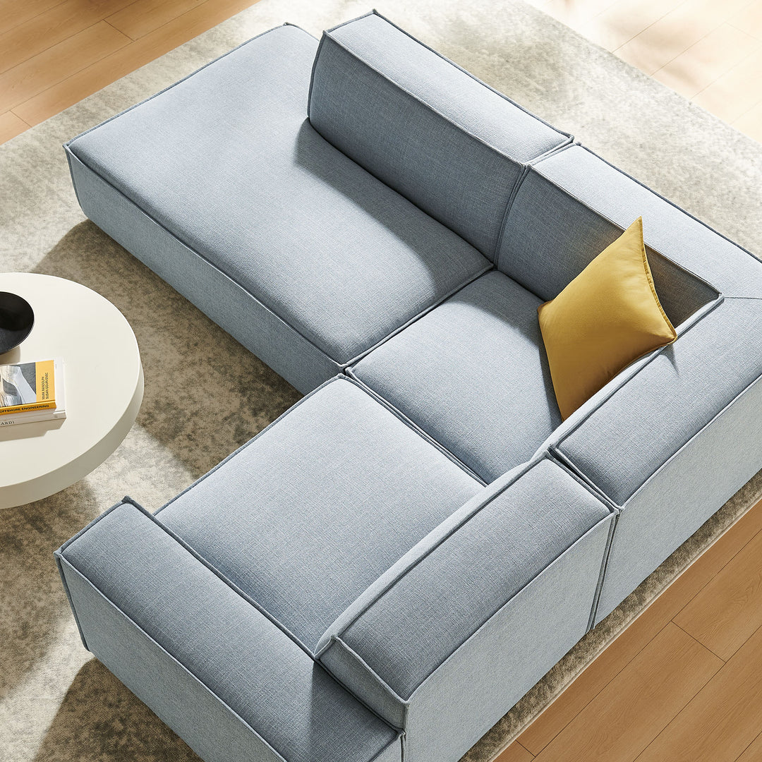 Restore 3-Piece Performance Fabric Upholstered Modular L-Shaped Sectional Sofa in Sky