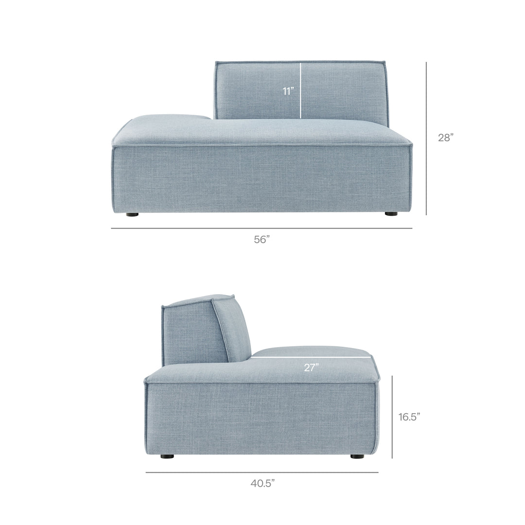 Restore 3-Piece Performance Fabric Upholstered Modular L-Shaped Sectional Sofa in Sky
