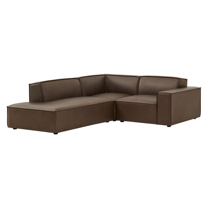 Restore 3-Piece Vegan Leather Modular L-Shaped Sectional Sofa in Espresso