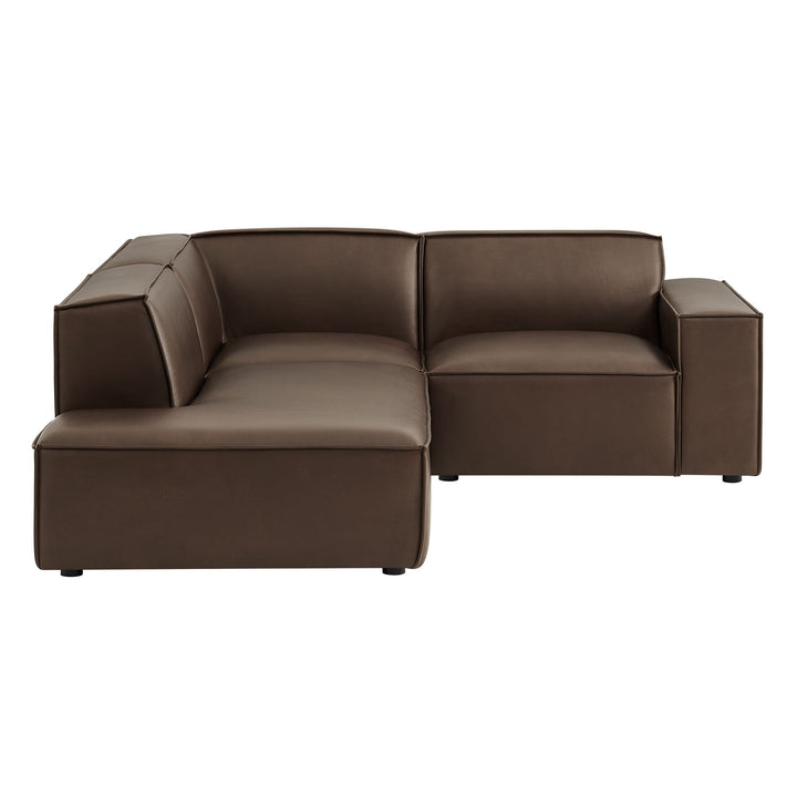 Restore 3-Piece Vegan Leather Modular L-Shaped Sectional Sofa in Espresso