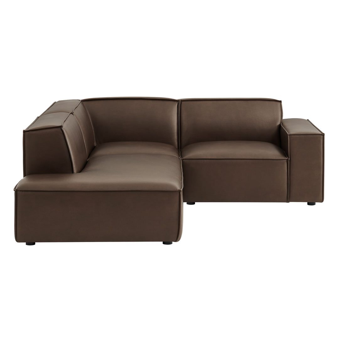 Restore 3-Piece Vegan Leather Modular L-Shaped Sectional Sofa in Espresso