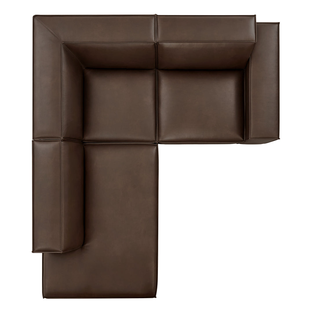 Restore 3-Piece Vegan Leather Modular L-Shaped Sectional Sofa in Espresso