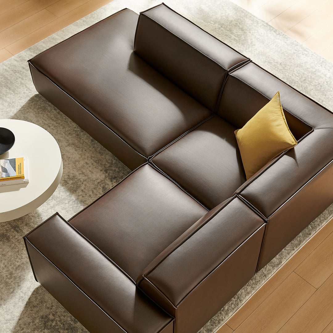Restore 3-Piece Vegan Leather Modular L-Shaped Sectional Sofa in Espresso
