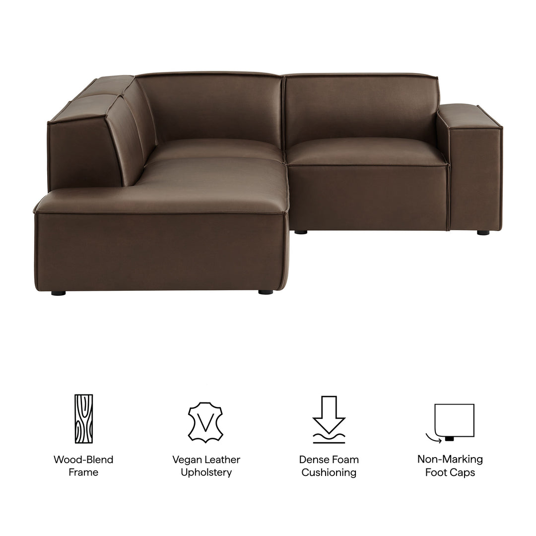 Restore 3-Piece Vegan Leather Modular L-Shaped Sectional Sofa in Espresso