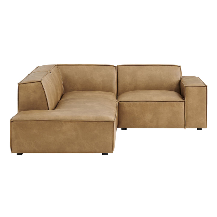 Restore 3-Piece Vegan Leather Modular L-Shaped Sectional Sofa in Toast