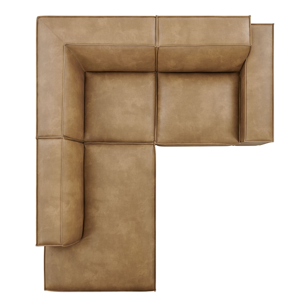 Restore 3-Piece Vegan Leather Modular L-Shaped Sectional Sofa in Toast