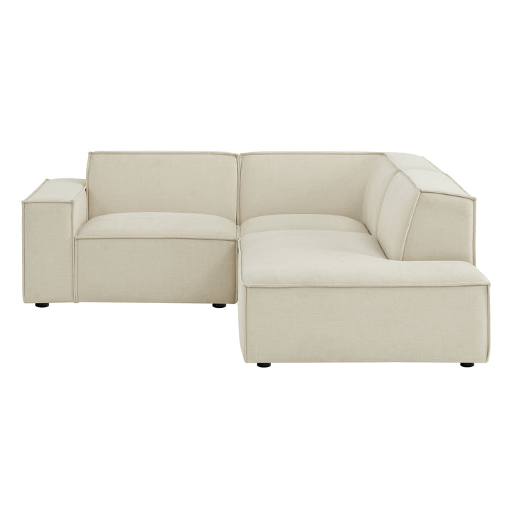 Restore 3-Piece Performance Fabric Upholstered Modular L-Shaped Sectional Sofa in Ecru