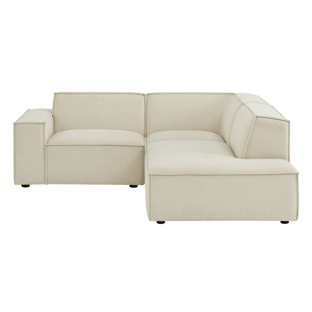 Restore 3-Piece Performance Fabric Upholstered Modular L-Shaped Sectional Sofa in Ecru