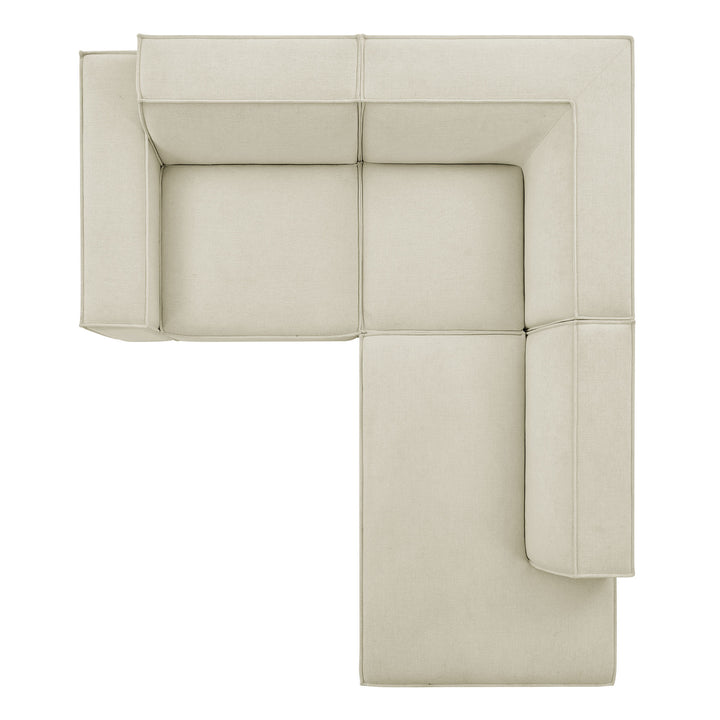 Restore 3-Piece Performance Fabric Upholstered Modular L-Shaped Sectional Sofa in Ecru