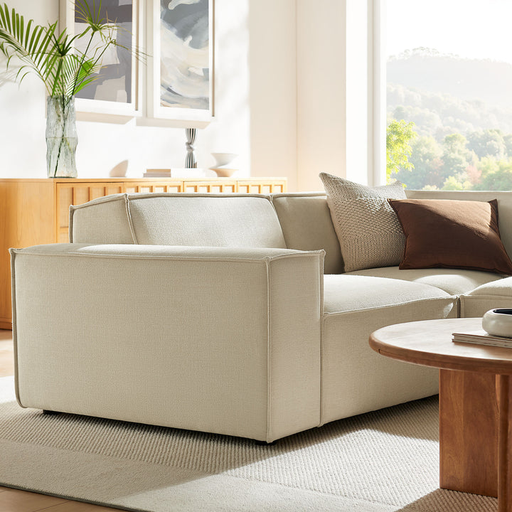 Restore 3-Piece Performance Fabric Upholstered Modular L-Shaped Sectional Sofa in Ecru