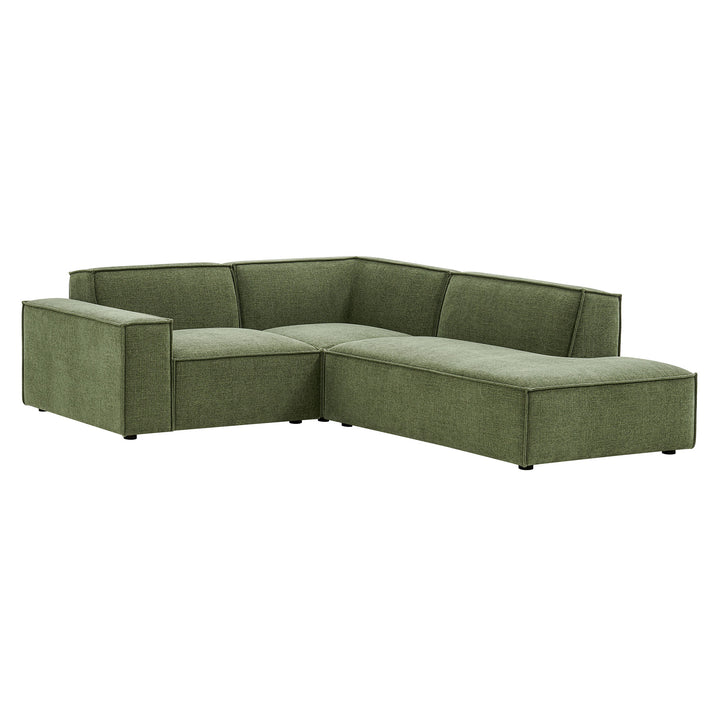 Restore 3-Piece Performance Fabric Upholstered Modular L-Shaped Sectional Sofa in Foliage