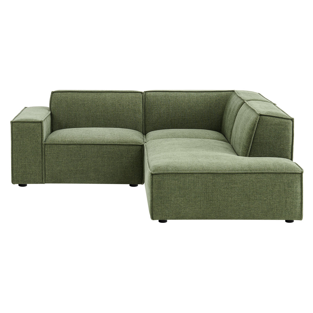Restore 3-Piece Performance Fabric Upholstered Modular L-Shaped Sectional Sofa in Foliage