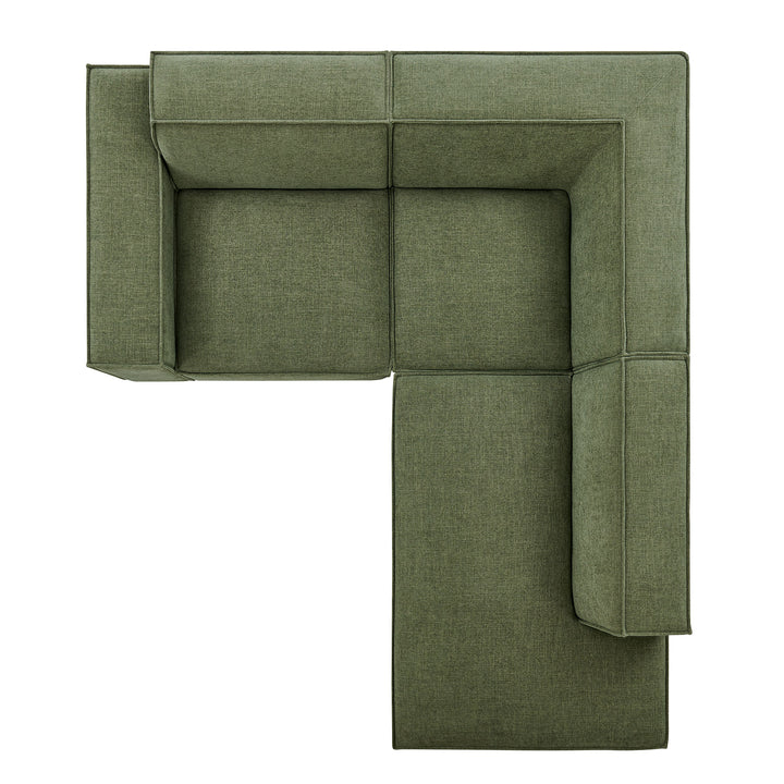 Restore 3-Piece Performance Fabric Upholstered Modular L-Shaped Sectional Sofa in Foliage
