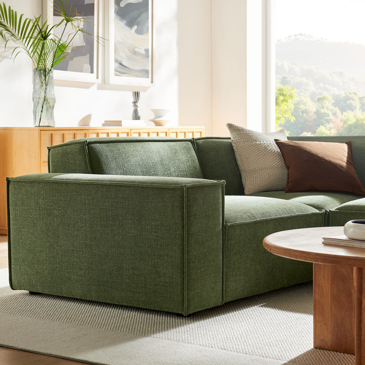 Restore 3-Piece Performance Fabric Upholstered Modular L-Shaped Sectional Sofa in Foliage
