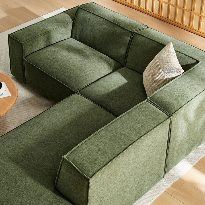 Restore 3-Piece Performance Fabric Upholstered Modular L-Shaped Sectional Sofa in Foliage
