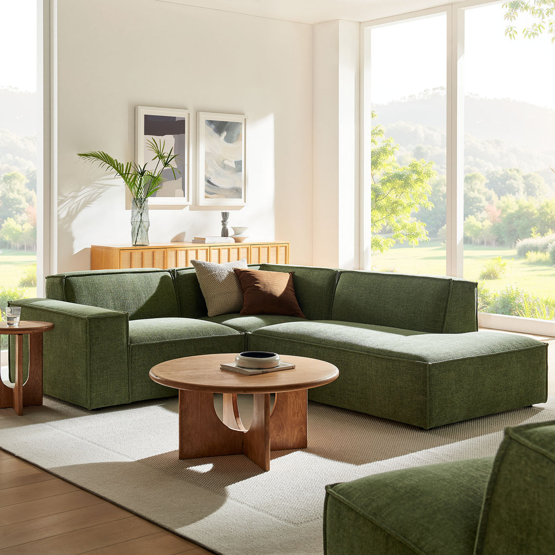 Restore 3-Piece Performance Fabric Upholstered Modular L-Shaped Sectional Sofa in Foliage