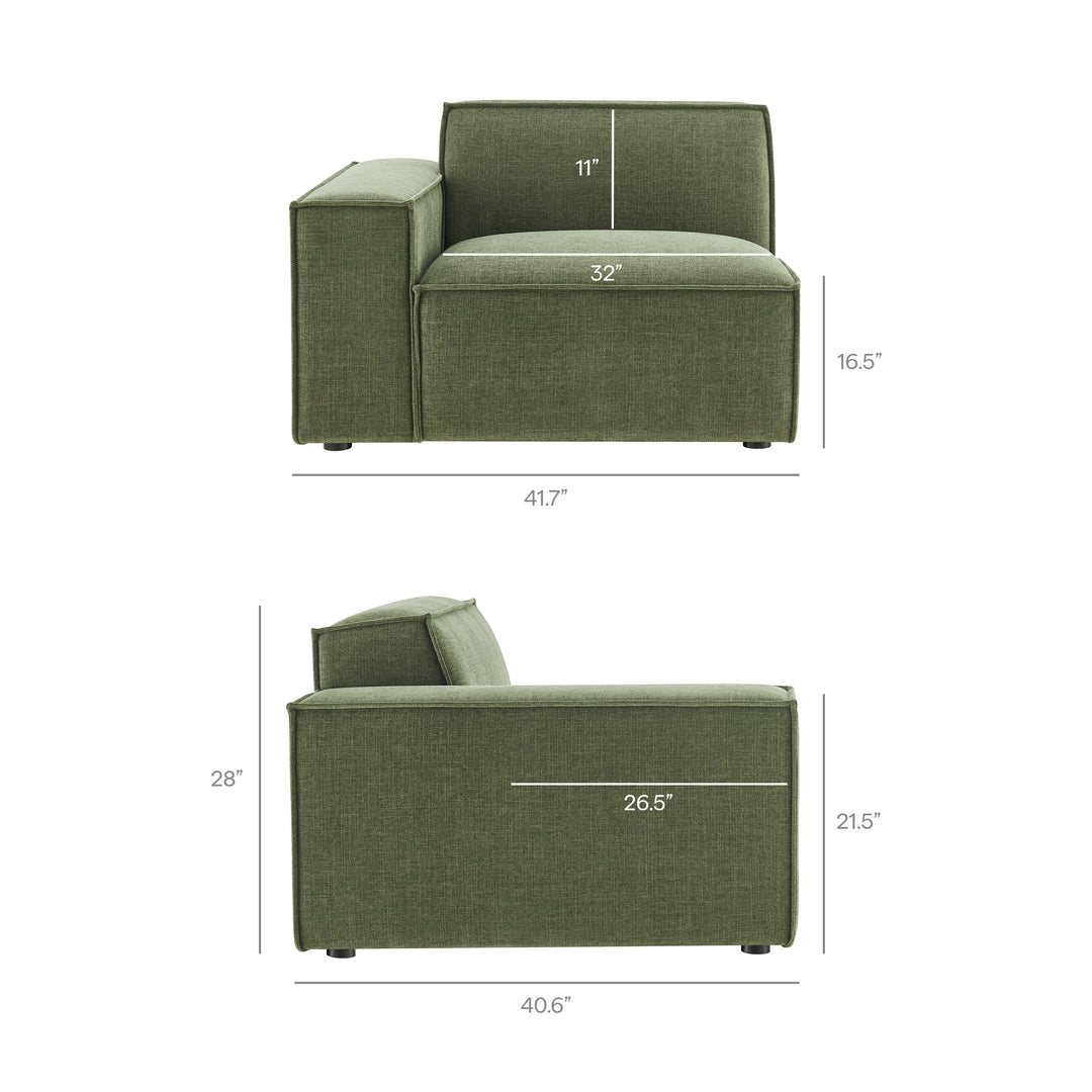 Restore 3-Piece Performance Fabric Upholstered Modular L-Shaped Sectional Sofa in Foliage