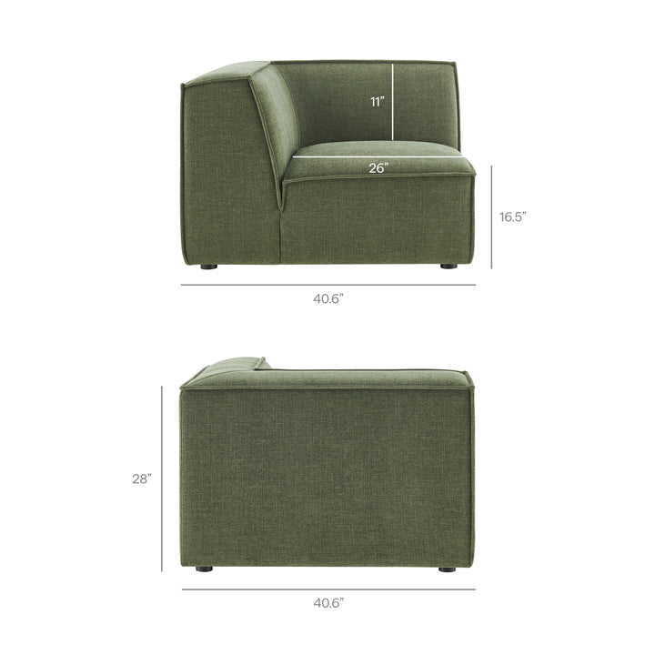 Restore 3-Piece Performance Fabric Upholstered Modular L-Shaped Sectional Sofa in Foliage