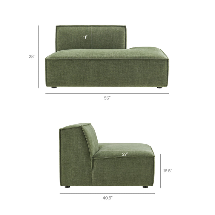 Restore 3-Piece Performance Fabric Upholstered Modular L-Shaped Sectional Sofa in Foliage