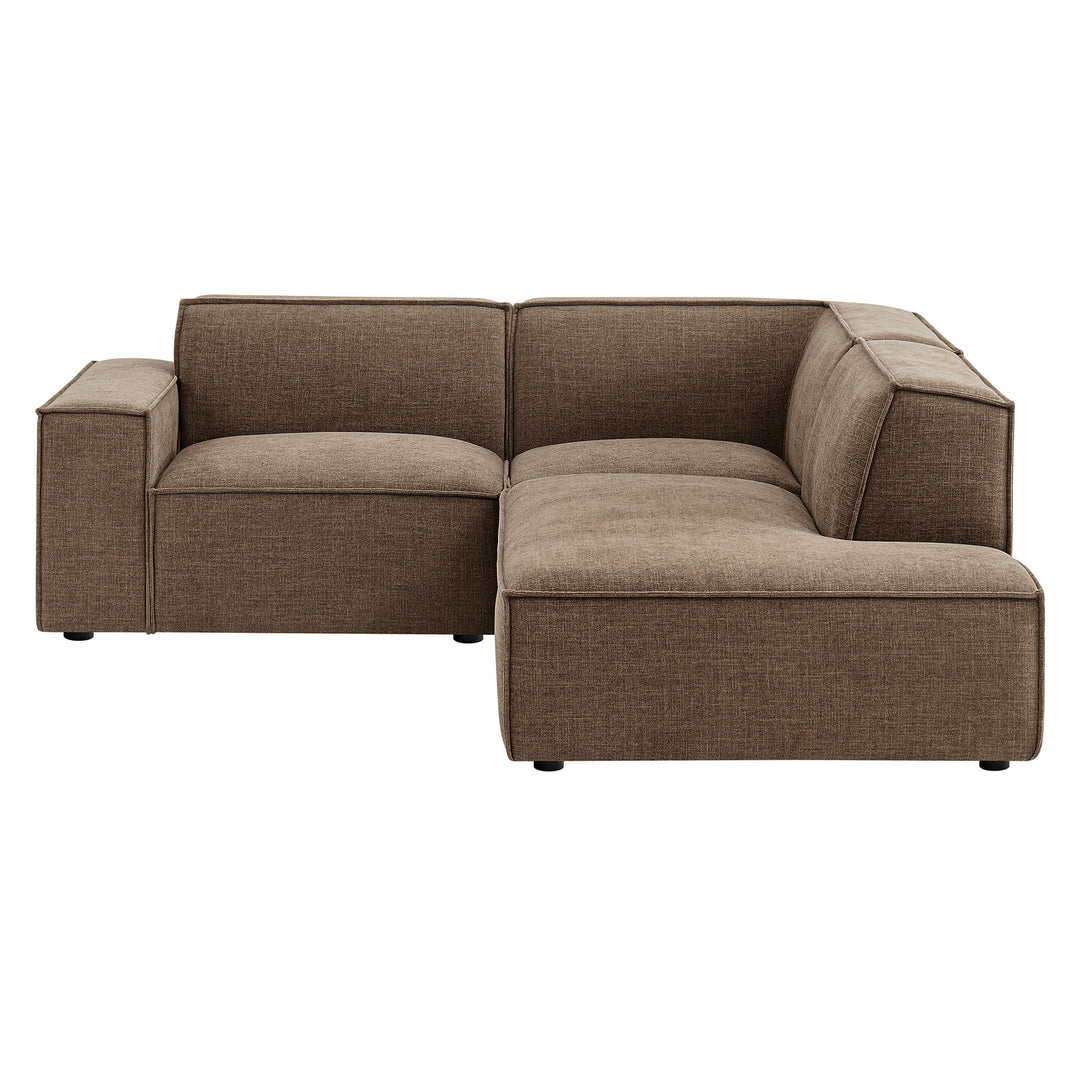 Restore 3-Piece Performance Fabric Upholstered Modular L-Shaped Sectional Sofa in Mocha
