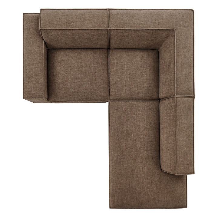 Restore 3-Piece Performance Fabric Upholstered Modular L-Shaped Sectional Sofa in Mocha
