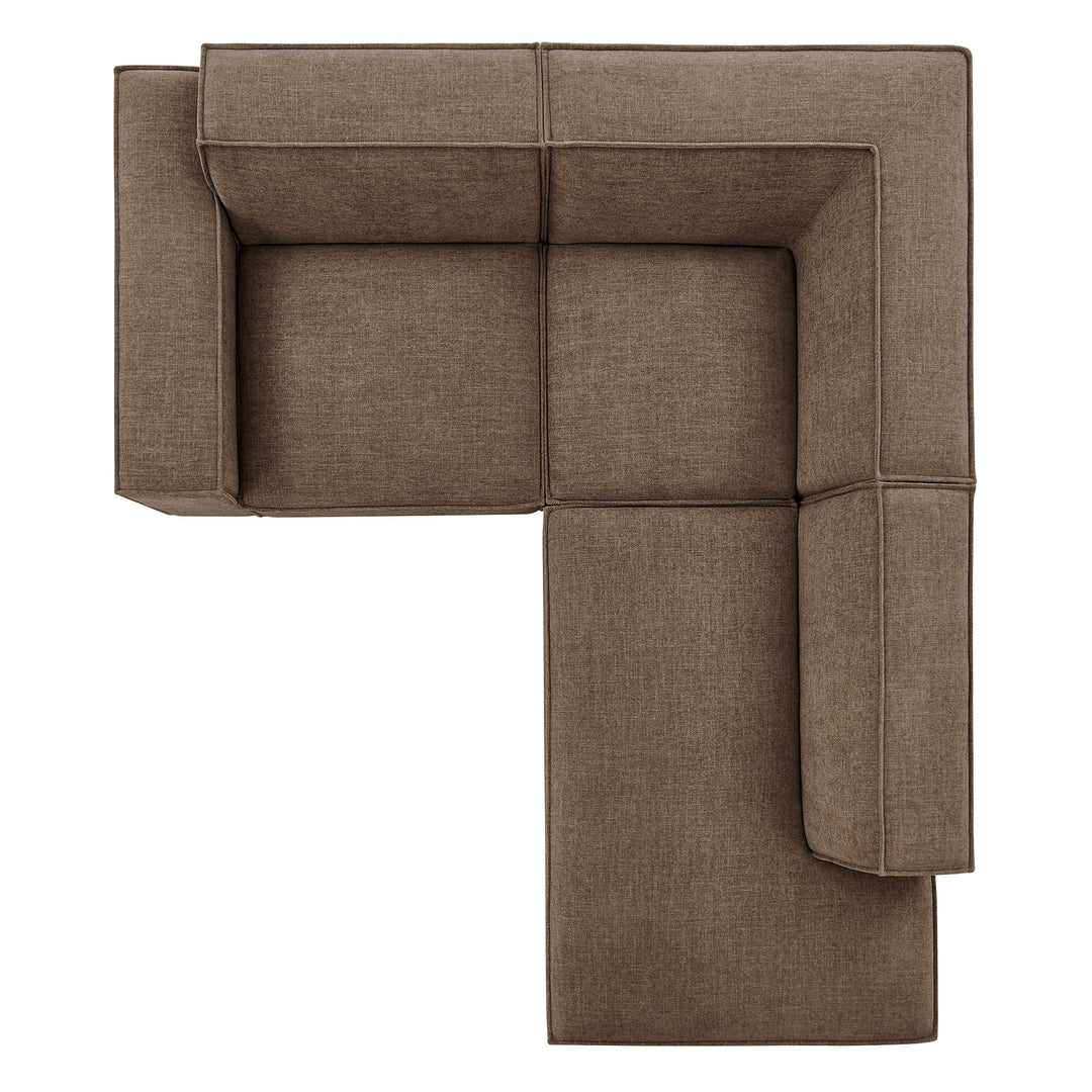 Restore 3-Piece Performance Fabric Upholstered Modular L-Shaped Sectional Sofa in Mocha