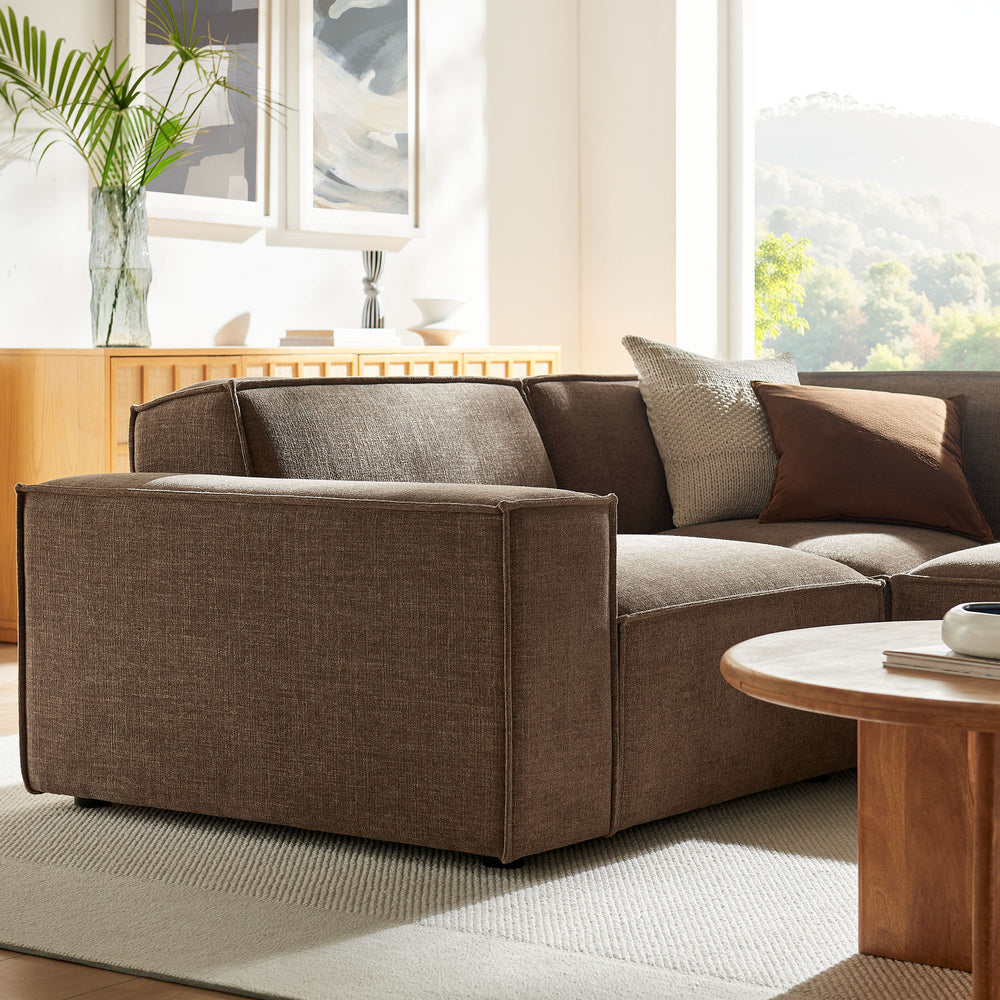 Restore 3-Piece Performance Fabric Upholstered Modular L-Shaped Sectional Sofa in Mocha