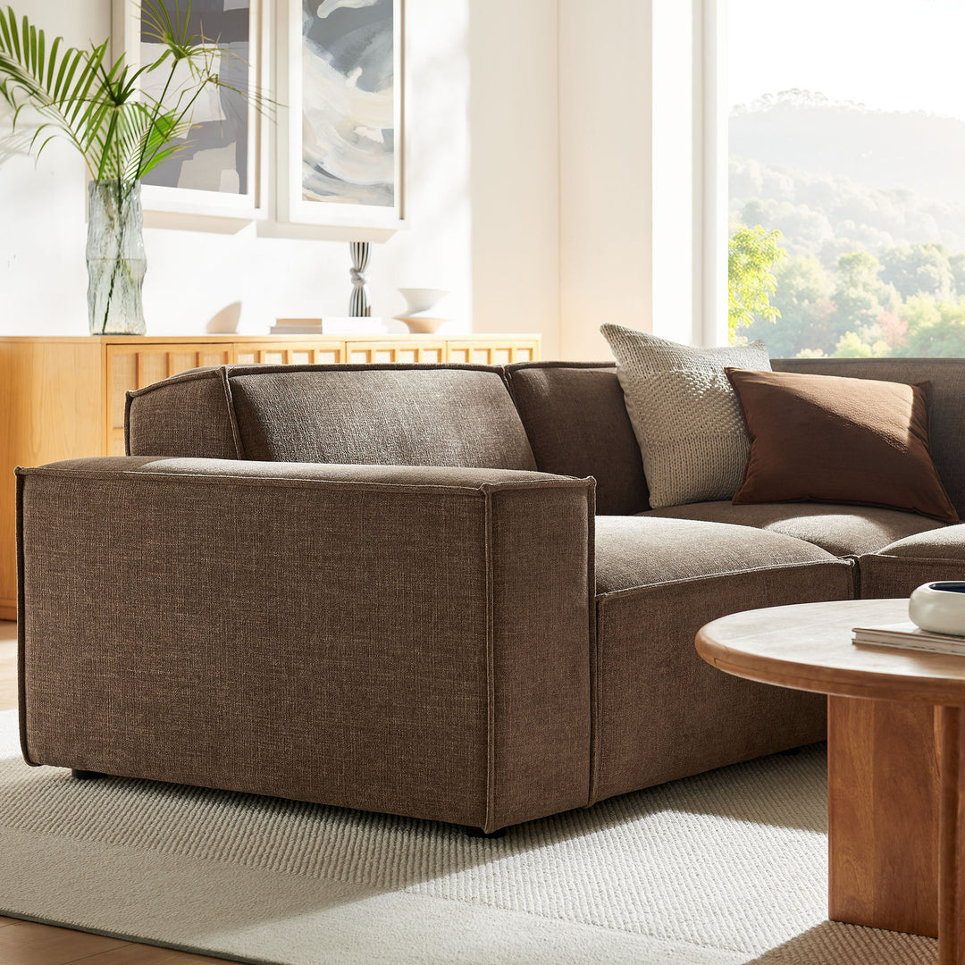 Restore 3-Piece Performance Fabric Upholstered Modular L-Shaped Sectional Sofa in Mocha