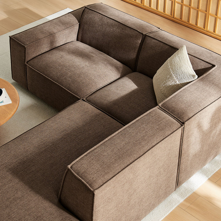 Restore 3-Piece Performance Fabric Upholstered Modular L-Shaped Sectional Sofa in Mocha
