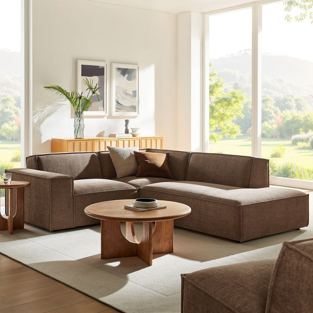 Restore 3-Piece Performance Fabric Upholstered Modular L-Shaped Sectional Sofa in Mocha