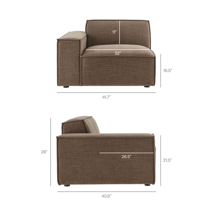 Restore 3-Piece Performance Fabric Upholstered Modular L-Shaped Sectional Sofa in Mocha