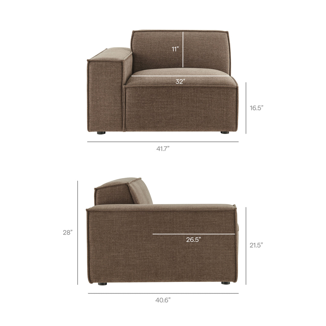 Restore 3-Piece Performance Fabric Upholstered Modular L-Shaped Sectional Sofa in Mocha