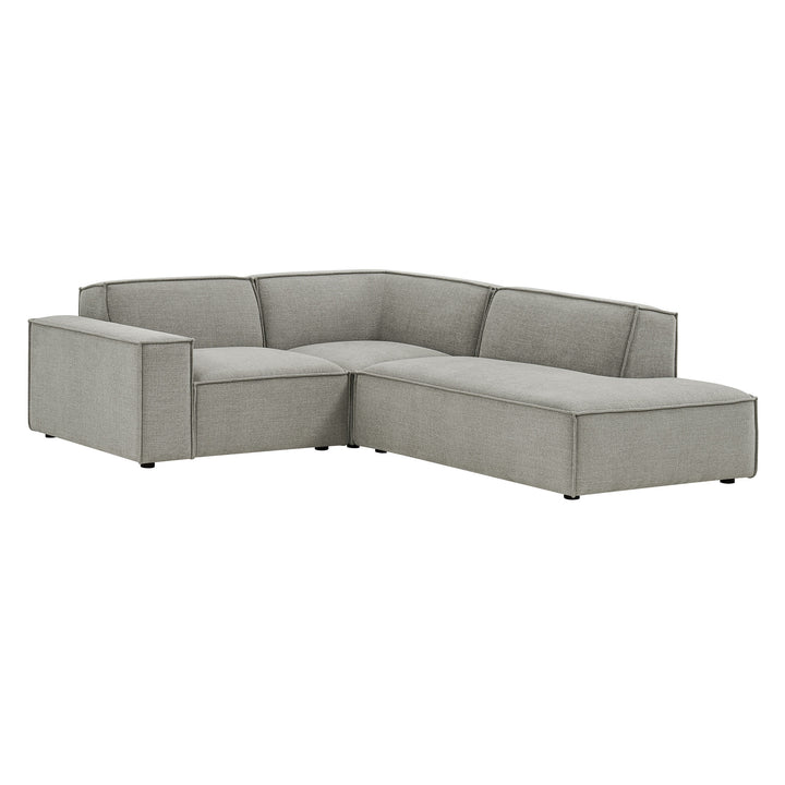 Restore 3-Piece Performance Fabric Upholstered Modular L-Shaped Sectional Sofa in Pewter