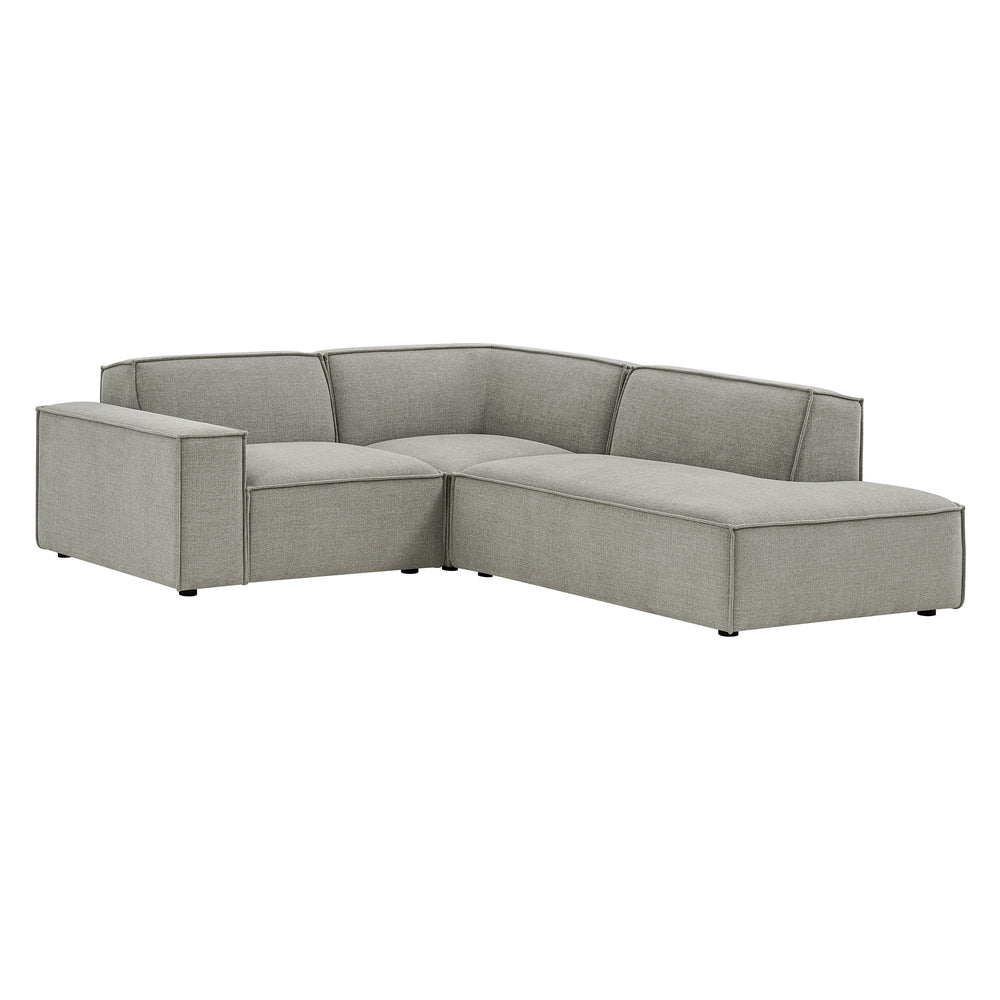 Restore 3-Piece Performance Fabric Upholstered Modular L-Shaped Sectional Sofa in Pewter