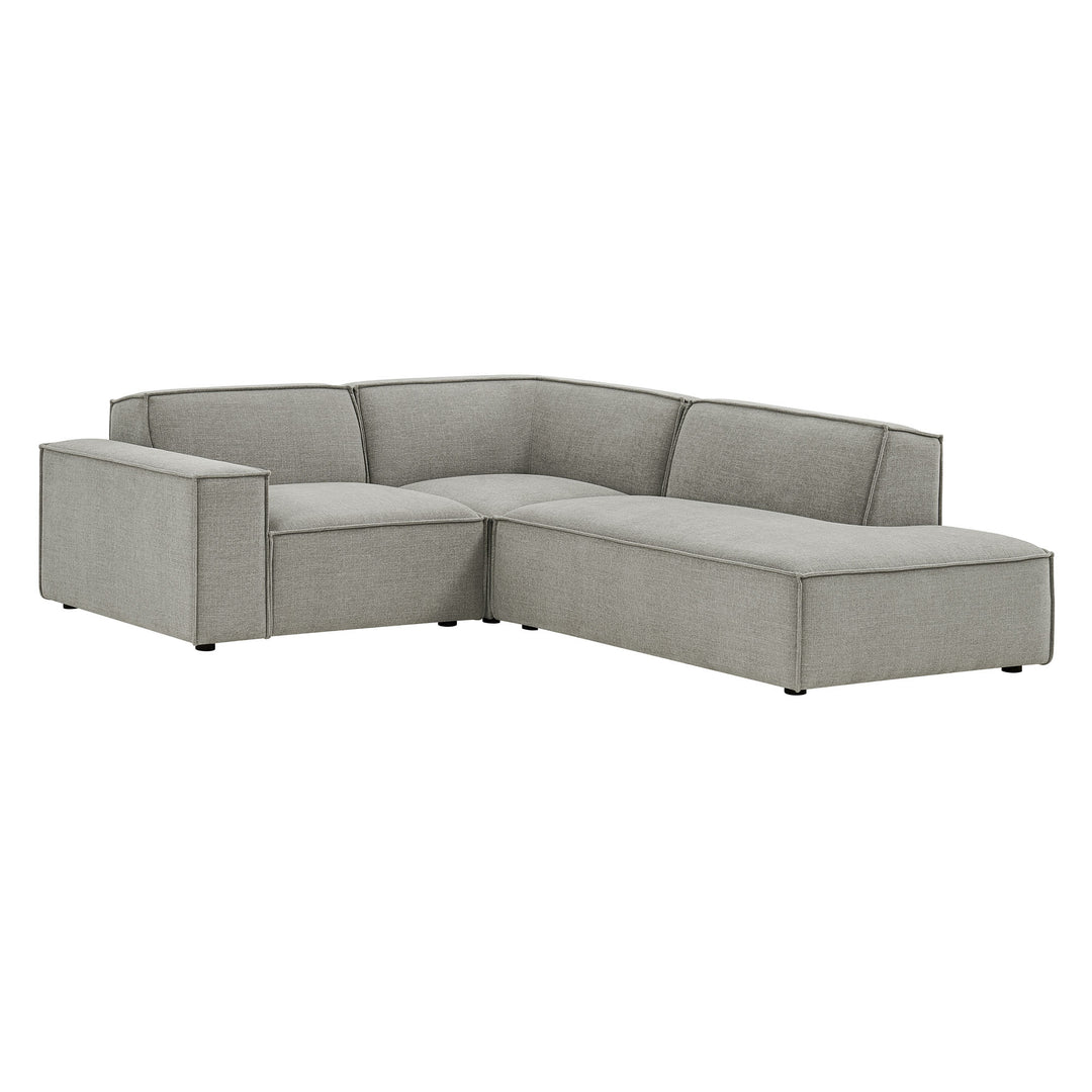 Restore 3-Piece Performance Fabric Upholstered Modular L-Shaped Sectional Sofa in Pewter