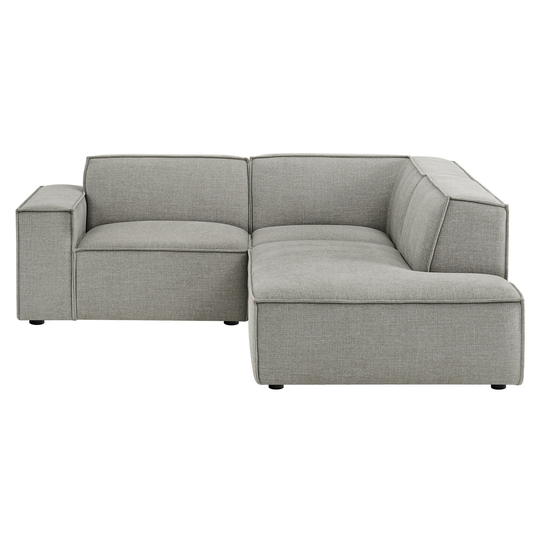 Restore 3-Piece Performance Fabric Upholstered Modular L-Shaped Sectional Sofa in Pewter
