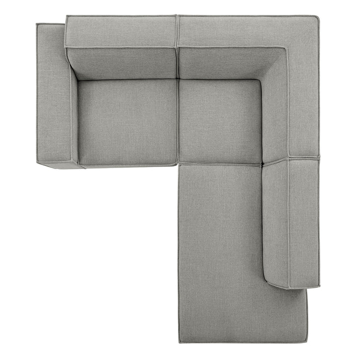 Restore 3-Piece Performance Fabric Upholstered Modular L-Shaped Sectional Sofa in Pewter