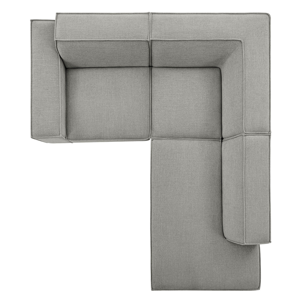 Restore 3-Piece Performance Fabric Upholstered Modular L-Shaped Sectional Sofa in Pewter