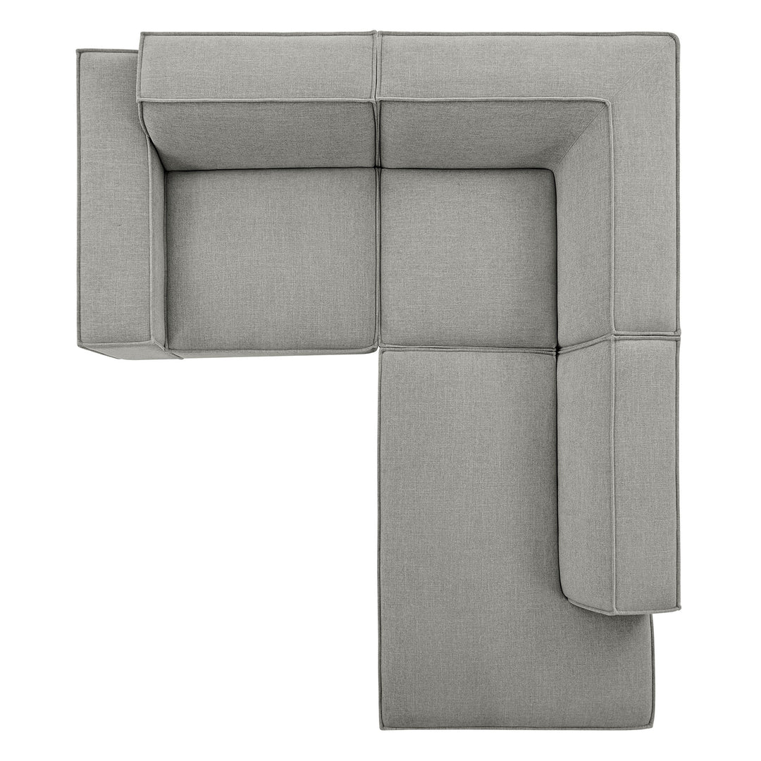 Restore 3-Piece Performance Fabric Upholstered Modular L-Shaped Sectional Sofa in Pewter