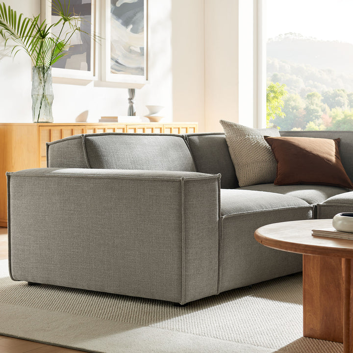 Restore 3-Piece Performance Fabric Upholstered Modular L-Shaped Sectional Sofa in Pewter