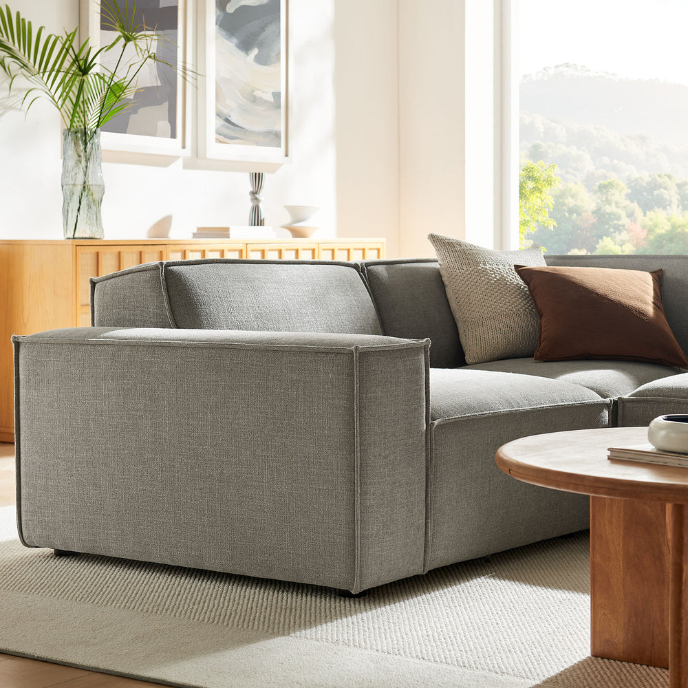 Restore 3-Piece Performance Fabric Upholstered Modular L-Shaped Sectional Sofa in Pewter
