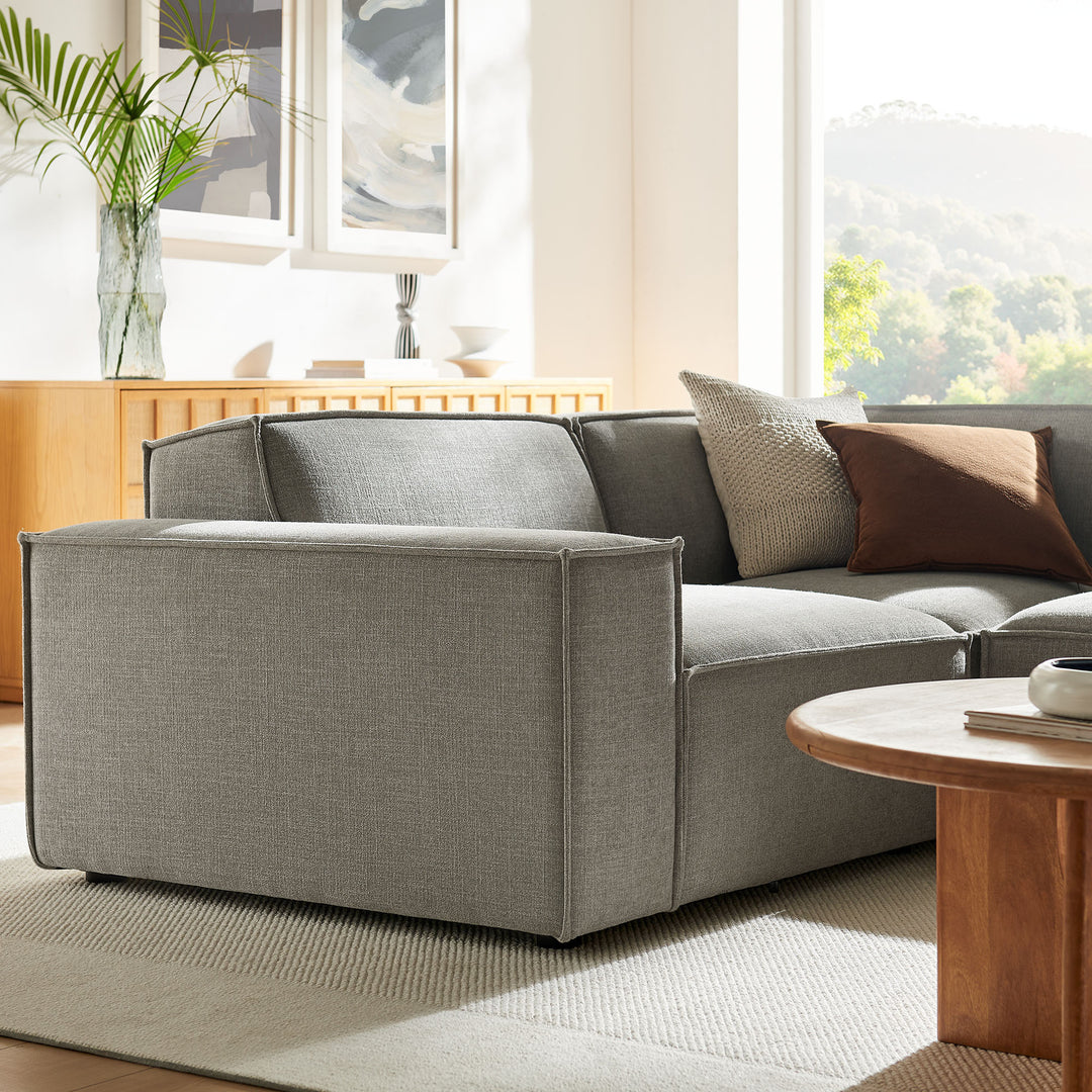 Restore 3-Piece Performance Fabric Upholstered Modular L-Shaped Sectional Sofa in Pewter