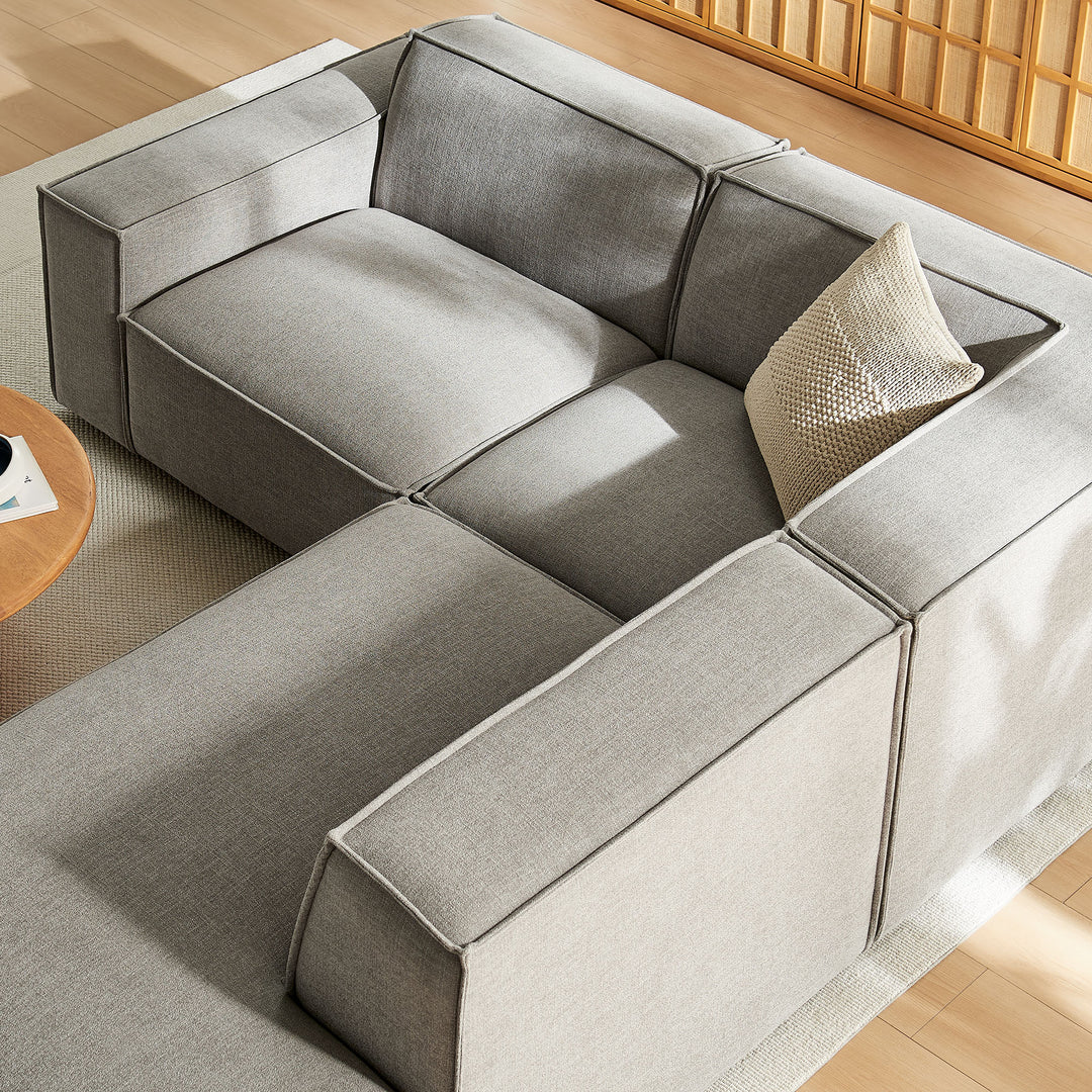 Restore 3-Piece Performance Fabric Upholstered Modular L-Shaped Sectional Sofa in Pewter