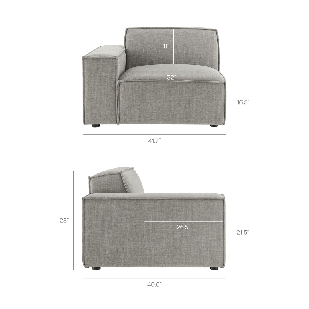 Restore 3-Piece Performance Fabric Upholstered Modular L-Shaped Sectional Sofa in Pewter