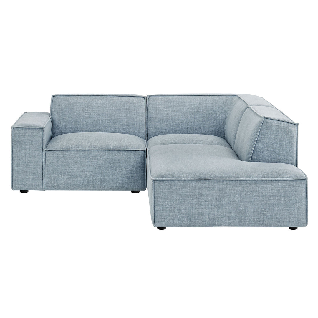 Restore 3-Piece Performance Fabric Upholstered Modular L-Shaped Sectional Sofa in Sky